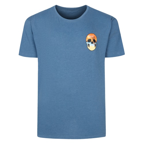 Bigdude Small Chest Print T-Shirt Denim Marl Tall