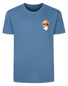 Bigdude Small Chest Print T-Shirt Denim Marl Tall
