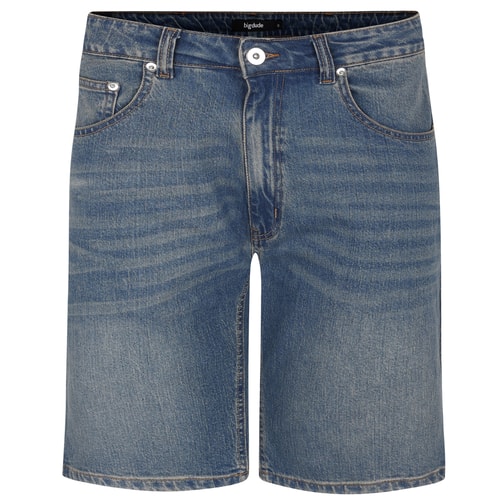 Bigdude Stretch Denim Shorts With Whiskers Tint Wash