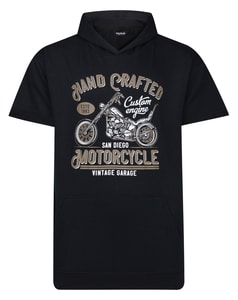 Bigdude Short Sleeve Print Hoody Black Tall