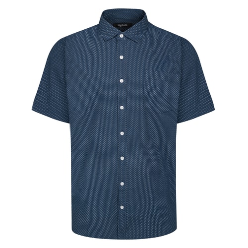 Bigdude Micro Floral Short Sleeve Shirt Navy
