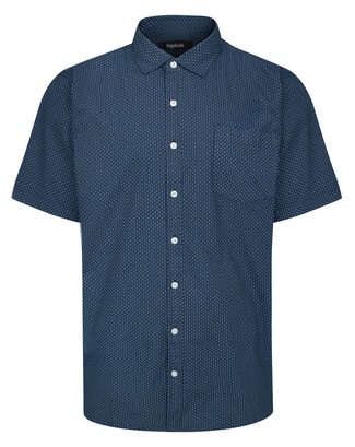 Bigdude Micro Floral Short Sleeve Shirt Navy