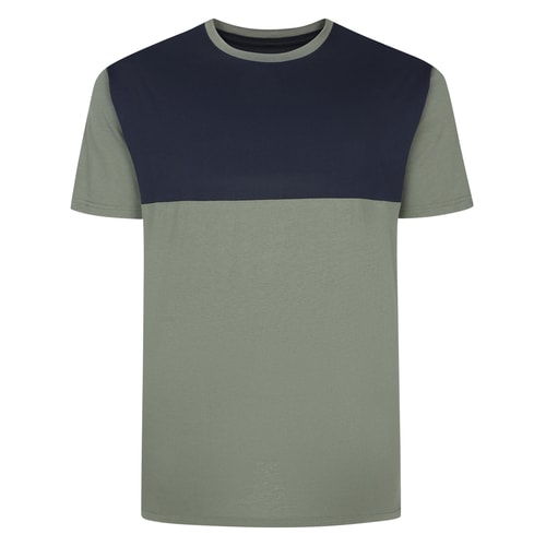 Bigdude Cut & Sew 2 Tone T-Shirt Sage Green/Navy