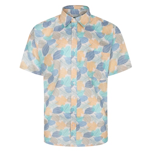 Bigdude Leaf Print Short Sleeve Shirt Multi