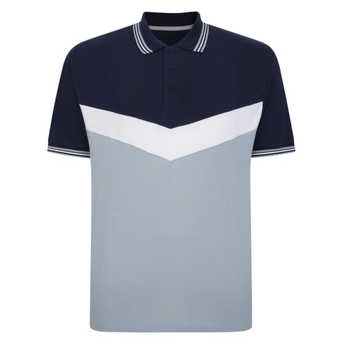 Bigdude Chevron Polo Shirt Pale Blue/Navy Tall