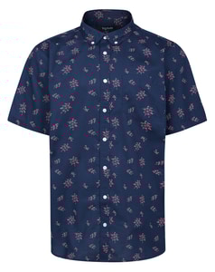 Bigdude Button Down Scattered Floral Short Sleeve Shirt Navy
