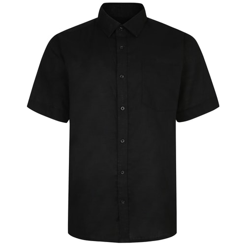 Bigdude Short Sleeve Linen Woven Shirt Black