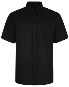 Bigdude Short Sleeve Linen Woven Shirt Black