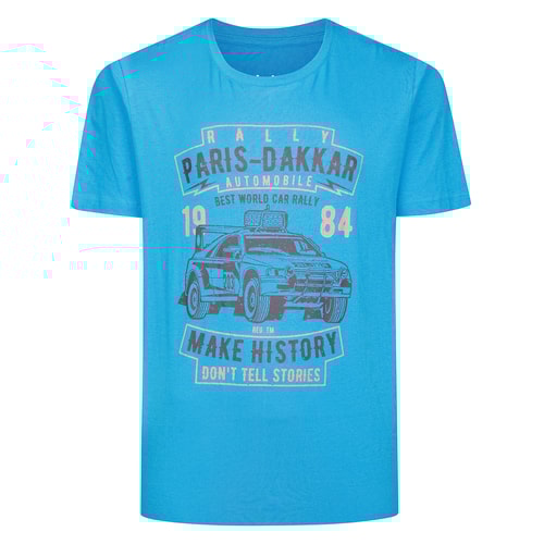 Bigdude Paris Dakkar Rally Print T-Shirt Bright Blue
