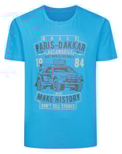 Bigdude Paris Dakkar Rally Print T-Shirt Bright Blue