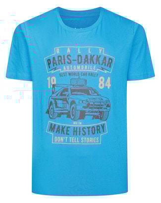 Bigdude Paris Dakkar Rally Print T-Shirt Bright Blue
