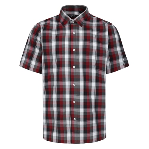 Bigdude Checked Short Sleeve Poplin Shirt Black/Red