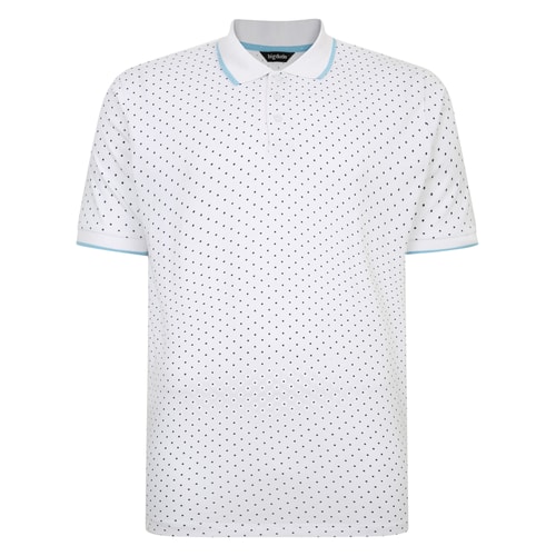 Bigdude Spot Print Polo Shirt White Tall