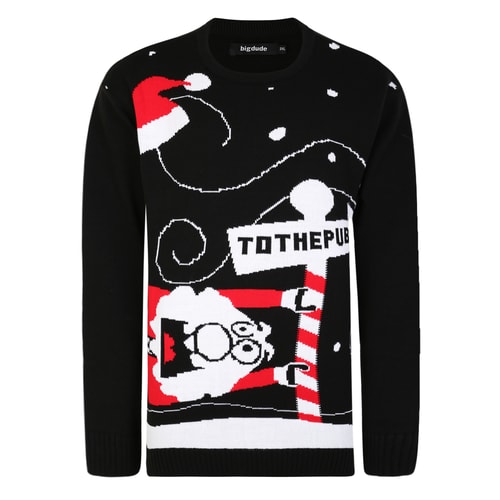 Bigdude 'To The Pub' Christmas Jumper Black