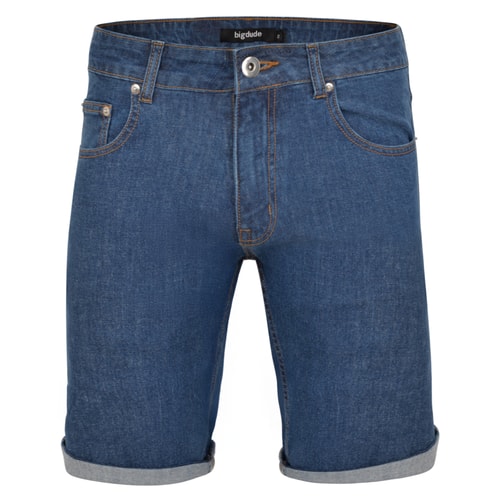 Bigdude Stretch Denim Shorts Mid Wash