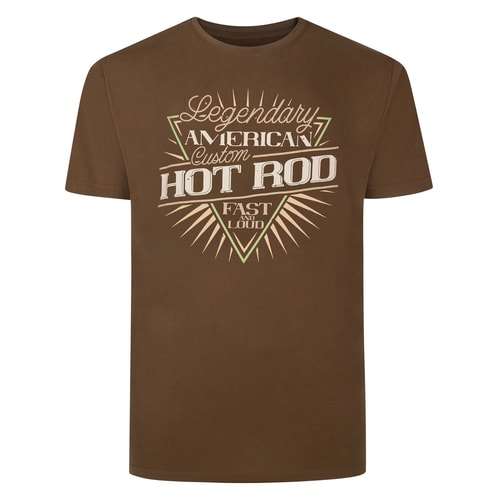 Bigdude Hot Rod Print T-Shirt Brown