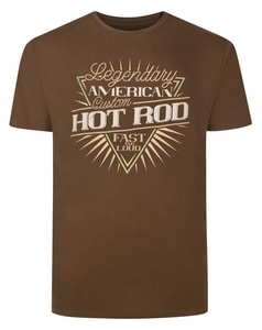 Bigdude Hot Rod Print T-Shirt Brown