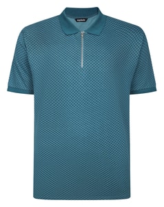Bigdude Zipped Geometric Polo Shirt Petrol