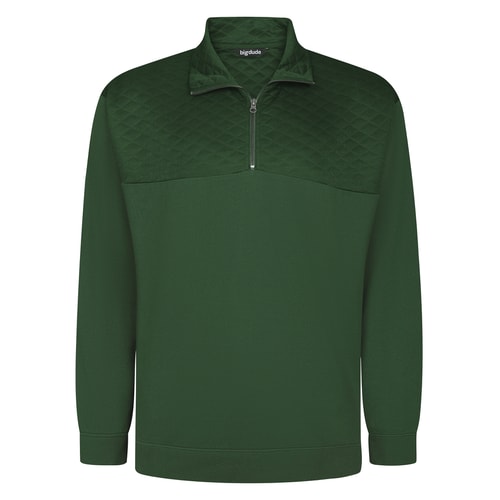 Bigdude Quilted Half Zip Sweatshirt Dark Green