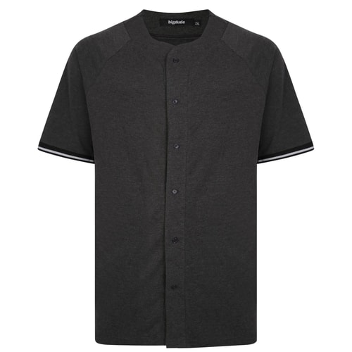 Bigdude Short Sleeve Baseball Shirt Charcoal