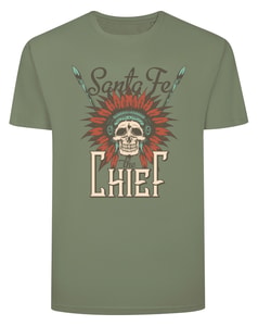 Bigdude Chief Print T-Shirt Sage Green
