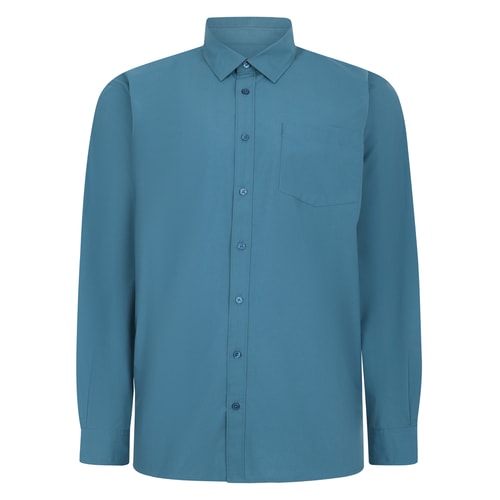 Bigdude Button Down Long Sleeve Poplin Shirt Teal Tall