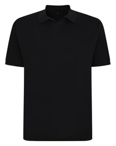 Bigdude Soft Jersey Cuban Collar Polo Shirt Black