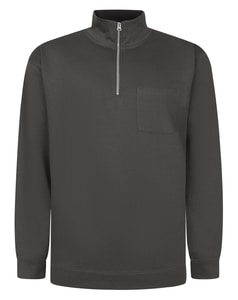 Bigdude Relaxed 1/4 Zip Polo Neck Sweatshirt Charcoal