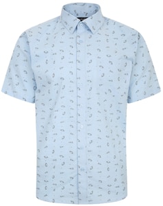 Bigdude Space Print Short Sleeve Shirt Light Blue Tall