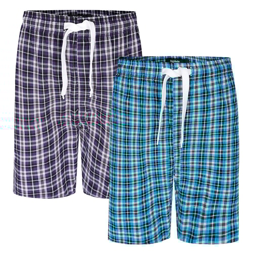 Bigdude Twin Pack Woven PJ Shorts Blue