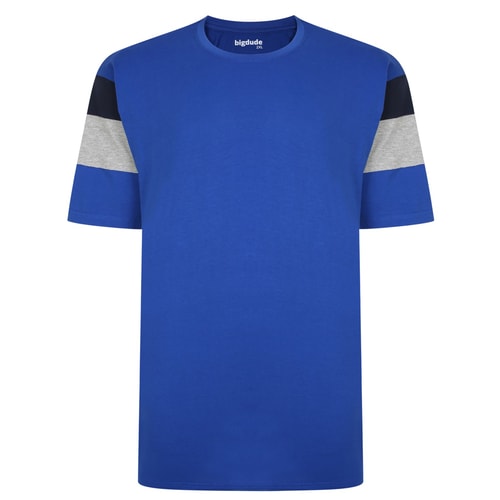 Bigdude Cut & Sew Contrast Sleeve T-Shirt Royal Blue Tall