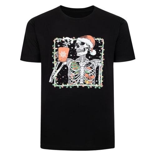Bigdude Christmas Print T-Shirt Black