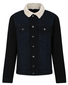 Bigdude Denim Jacket With Sherpa Collar Black Wash