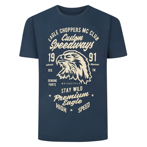 Bigdude Eagle Choppers Print T-Shirt Navy