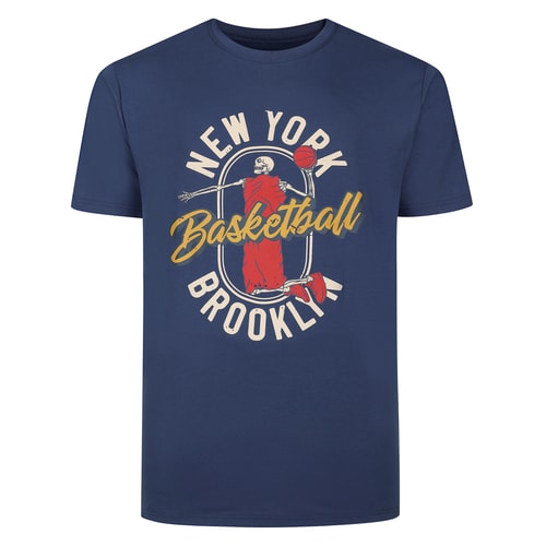 Bigdude New York Basketball Print T-Shirt Midnight Blue