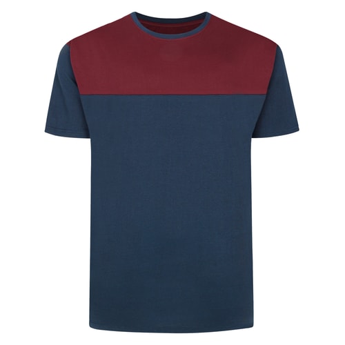 Bigdude Cut & Sew 2 Tone T-Shirt Navy/Burgundy Tall