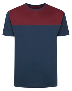 Bigdude Cut & Sew 2 Tone T-Shirt Navy/Burgundy Tall