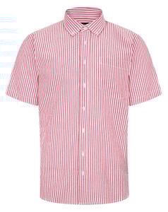Bigdude Short Sleeve Seersucker Shirt Red/White