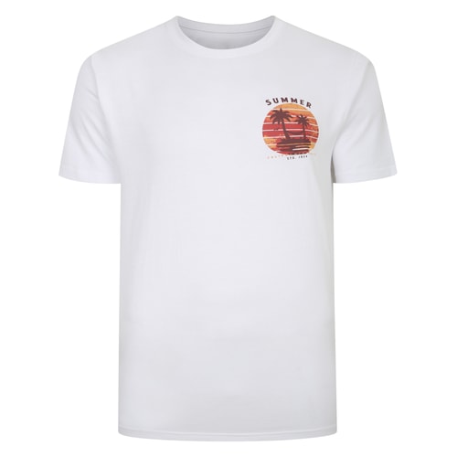 Bigdude Summer Palm Tree Print T-Shirt White Tall