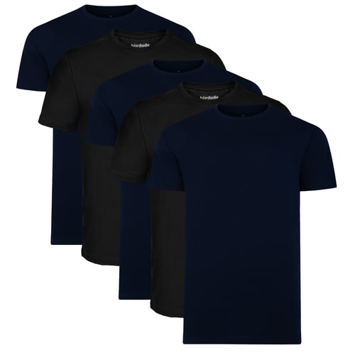 Bigdude 5 Pack Plain T-Shirts Black/ Navy Tall