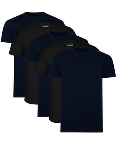 Bigdude 5 Pack Plain T-Shirts Black/ Navy Tall