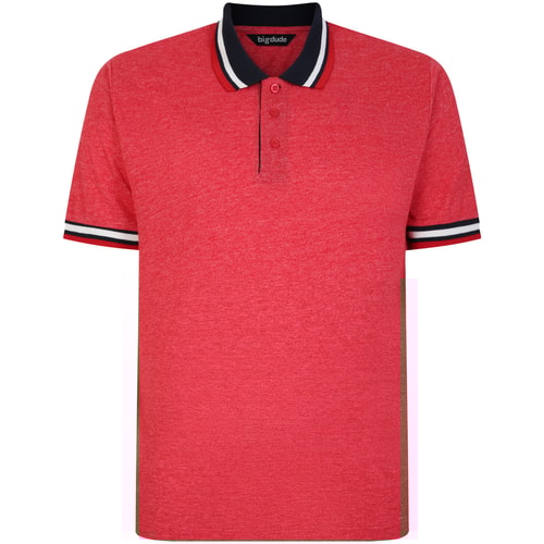 Bigdude Two Tone Contrast Polo Shirt Red