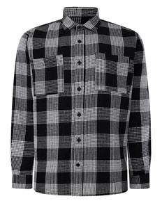 Bigdude Checked Waffle Shirt Black/White Tall 