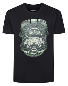 Bigdude Wild And Free Print T-Shirt Black Tall