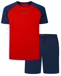 Bigdude Cotton Raglan PJ Set Crimson Red/Navy