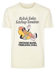 Bigdude Hotdog Print T-Shirt Ecru
