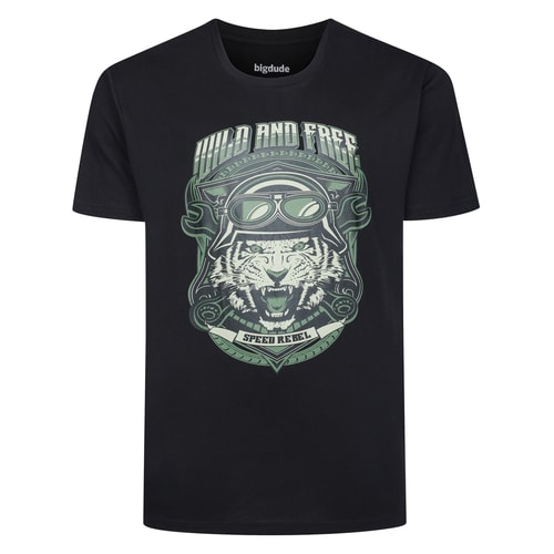 Bigdude Wild And Free Print T-Shirt Black