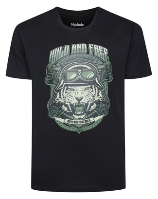 Bigdude Wild And Free Print T-Shirt Black