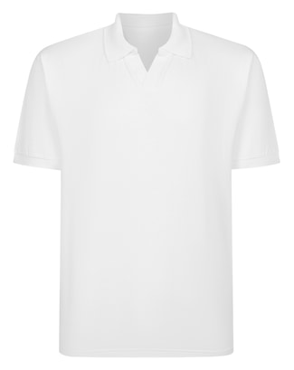 Bigdude Soft Jersey Cuban Collar Polo Shirt White
