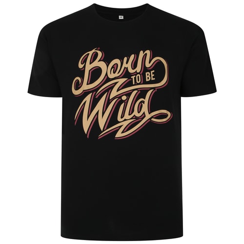 Bigdude Born To Be Wild Print T-Shirt Black Tall